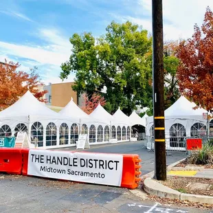 a road closed sign and barricades