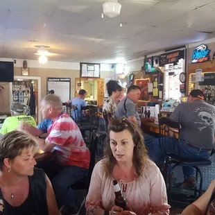 a group of people sitting at a bar