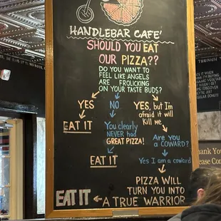 a menu on a blackboard