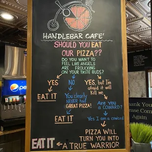 a menu on a chalkboard