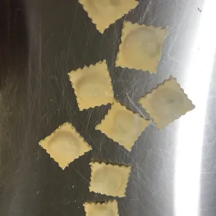 The final product- spinach stuffed raviolis.