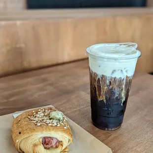 Jalapeno Ham and Cheese Croissant + Iced Mac Latte