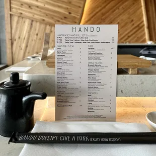 a menu on a table