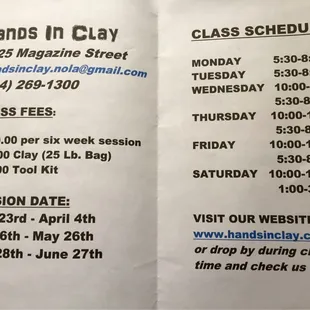 SPRING 2015 CLASSES &amp; PRICES: with supplies it's about $40 a session; kinda pricey but 1/3 that of a massage and you get a vase!