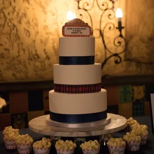 Our wedding cake at Tampa Theatre. The photo is a little dark, but the cake was gorgeous.
