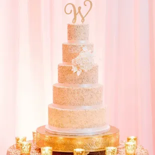 Metallic Sprinkles Wedding Cake by Hands on Sweets at Sand Pearl Hotel Clearwater Beach, FL