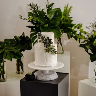 Simply Modern with Sugar Succulents Wedding Cake by Hands on Sweets at The Rialto Theatre Tampa, FL