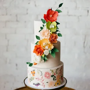Colorful Sugar Flower Wedding Cake by Hands on Sweets at Haus 820 Lakeland, FL