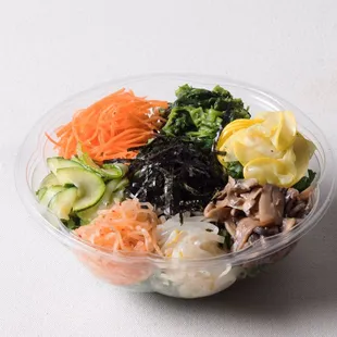 Bibimbap - Vegetarian dish / 9 kinds of Vegetables bowls, rice on the side. You can add on meats.