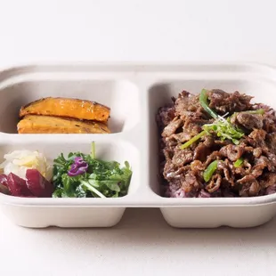 Bulgogi (Beef) - Most popular dish. Beef ribeye marinated with housemade galbi sauce during 24 hours.