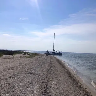 The sailboat we rode on. We used the motor to get to the island and sailed back to the dock.