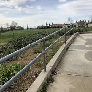 The walkways are ADA. In this pic, the soccer field is in the background.