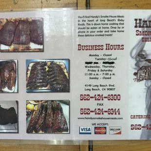 menu, ribs