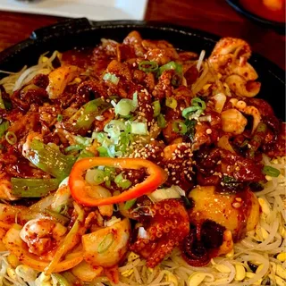 Spicy Pork Belly with baby octopus stir fry