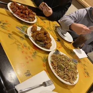 Chicken Chow Mein, Orange Chicken, Sweet &amp; Sour Pork