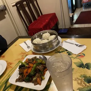 Broccoli Beef, BBQ Pork Buns
