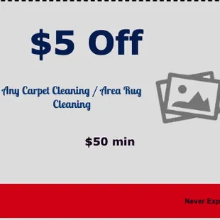 $ 5 off carpet cleaning / area rug cleaning