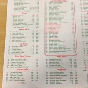 menu