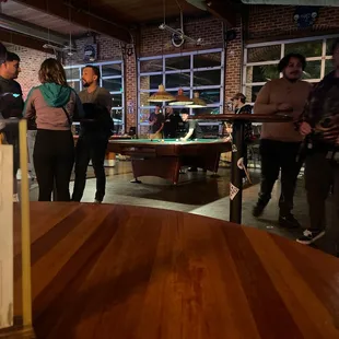 a pool table with billiards on it