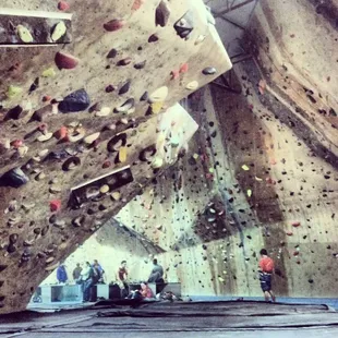 Indoor rockclimbing gym.