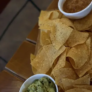 Chips and guacamole and salsa