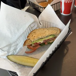 My half of the Jolly Green Veggie Sandwich was so good that I almost stole my husbands half!!