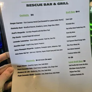 Drink Menu - Cocktails, cocktails, and beer