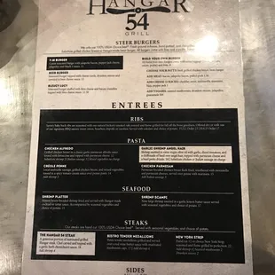 the menu for the restaurant