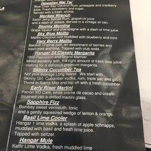 Cocktail list