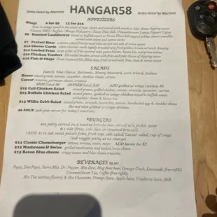 Appetizers..salads...burgers and becerages