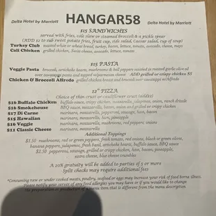 One side of the menu
