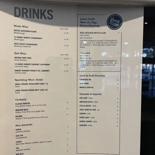 drinks menu