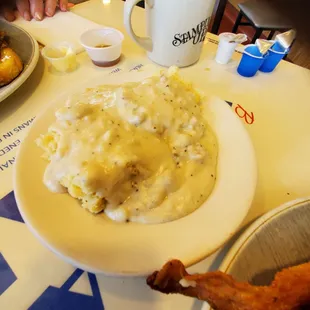 Biscuits &amp; gravy. An option with the Bacon &amp; Eggs.
