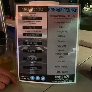 Specials, and Hangar Brunch