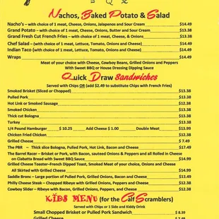 Prices and menu are subject to change due to economy.