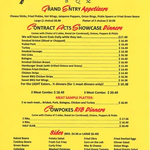 Prices and menu are subject to change due to economy.