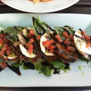 Amazing Fried Green Tomato Caprese Salad ! :) Was skeptical at first but so delicious