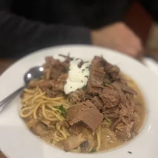 Braised beef Stroganoff