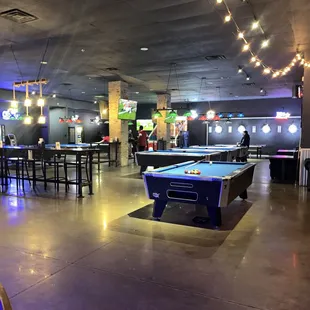 The inside, pool tables