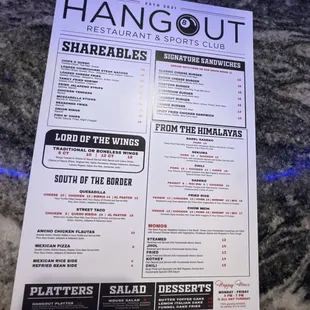 menu