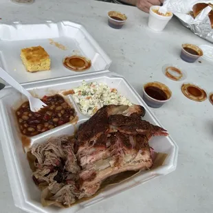 2 Meats, 2 Sides and Cornbread