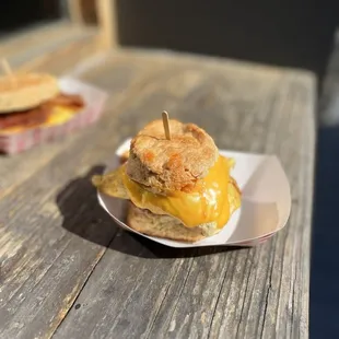 a sausage and cheese sandwich