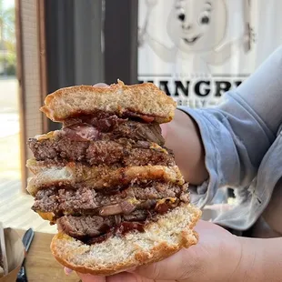 Messy meat eater burger