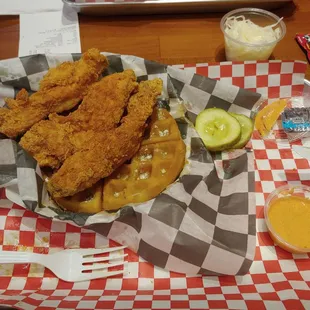 Chicken and Waffles (accidently ate a tender)