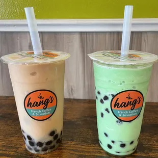 Chico w/ boba + Mung Bean w/ boba