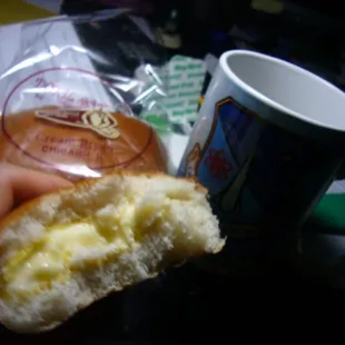 Korean style Cream Bread with custard filling.