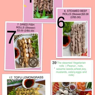 a variety of skewers