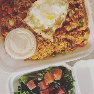 Korean Fried Rice, Poke Salad  Ordered thru Uber Eats 12/20/22