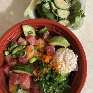 Geisha Bowl (Front)), House Ginger Salad (behind)