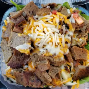 Hot diggity damn! This was absolutely ahhhmazing. Gyro salad.  Fresh ingredients, succulents cuts of lamb and a generous portion. STACKED.